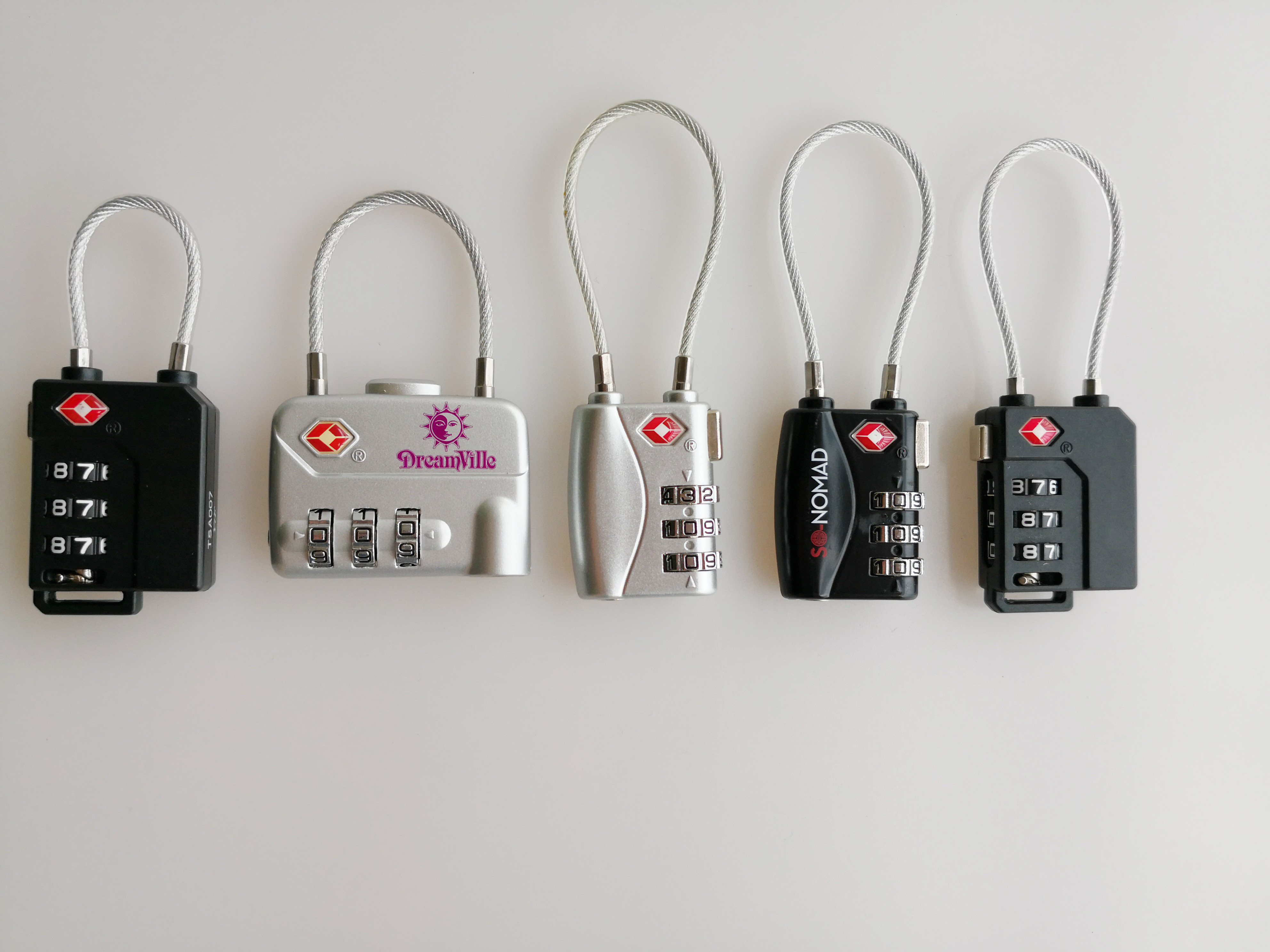 Easy Operate TSA Cable Luggage Lock , Zinc Alloy 3 Digit Combination Lock