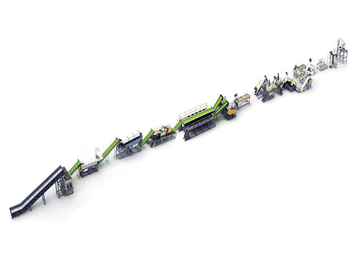 1000KG / H Capacity PET Recycling Line With Hot Washing Tanks Automatic Operate
