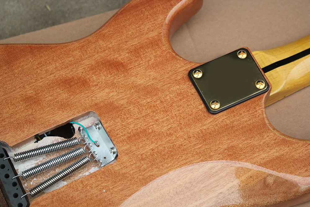 Custom Natural Wood Color Electric Guitar with SSS Pickups,Acrylic Pickguard,Scalloped Neck