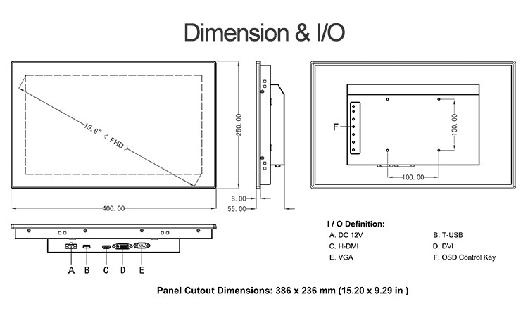 RoHS Industrial Touch Screen Display