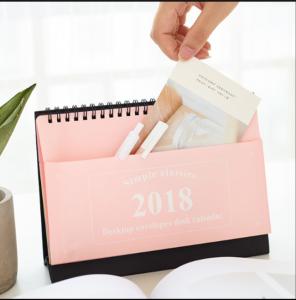 Quality Colorful Paper Desk Wall Calendar Multi Functional With Storage Money Inner Pocket wholesale