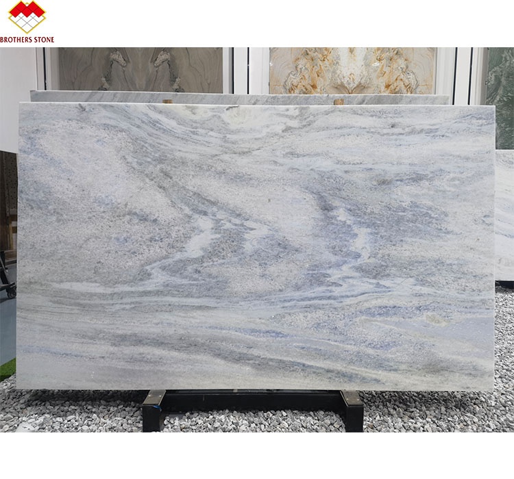 Fantasy Blue Marble Vanity Top Countertop Table OEM Custom Blue Crystal Quartz Stone