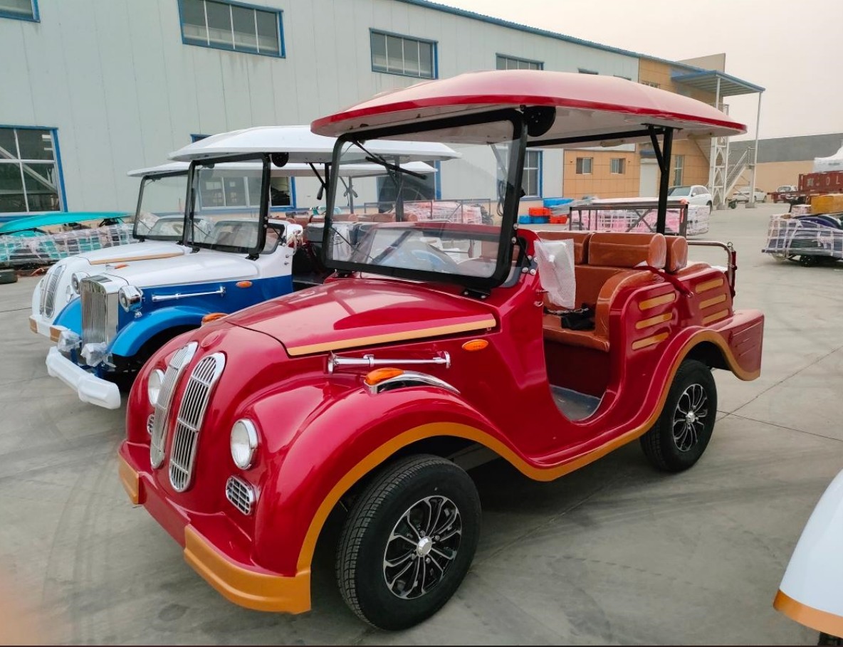OEM Red Color Classic Golf Cart 6 Seaters 220V 4kw Ac Motor 72V*100AH