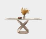 Luxury Contemporary Dining Table Chair Sets With X Stainless Teel Base