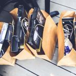 CMYK 4 Color Printing Black Brown White Kraft Paper Bags for Women Custom Order