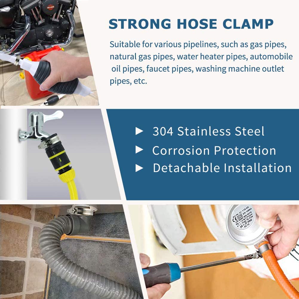 16-300mm INCH Measurement System Stainless Steel Pipe Clamp with Slotted Head Screw Hose Clamp Standard or Nonstandard