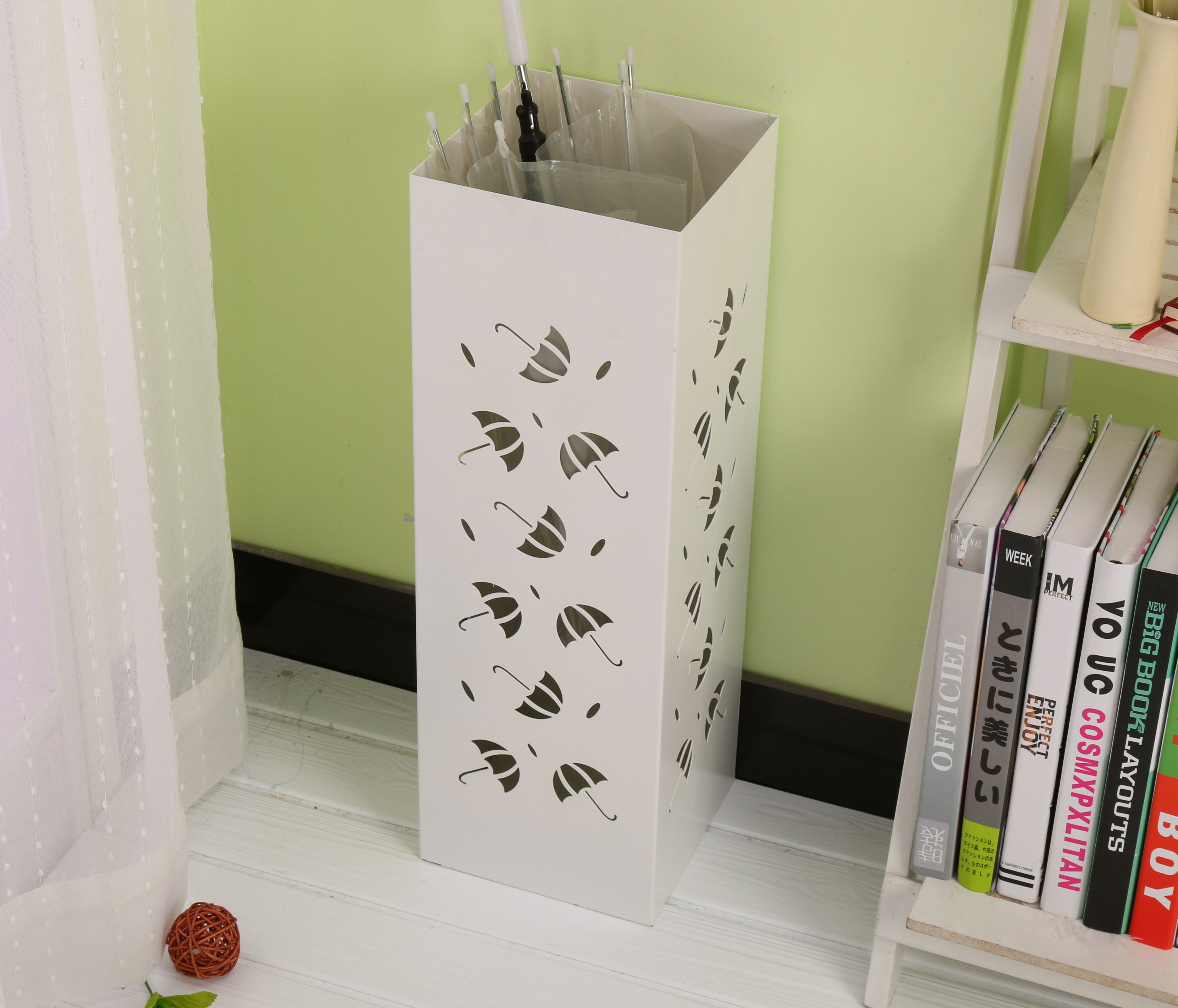 Custom Color Metal Umbrella Stand Holder Iron Square Umbrella Basket Powder Coated