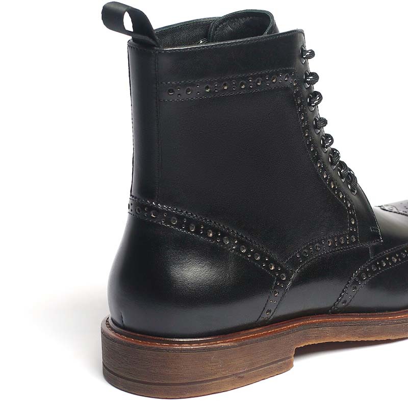 Black Lace-up Anti Skid Mens Leather Durable Dress Boot