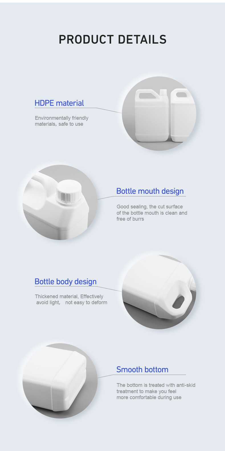 1600ml 2000ml 4300ml 5000ml 6000ml Food Grade Plastic Pe Water Bottle Empty Milk Bottle With Handle