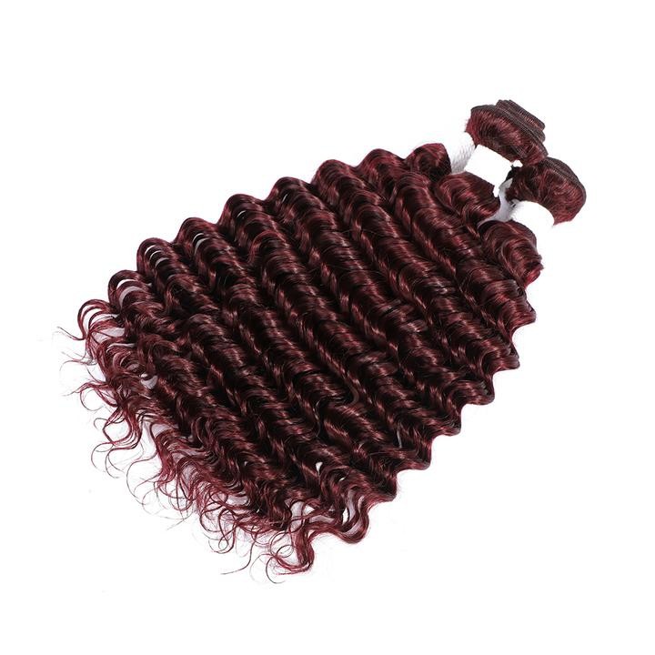 #99J Dark Wine Deep Wave Remy Human Hair Bundles Sew In Weave Bundles Brazilian Bundle Deals