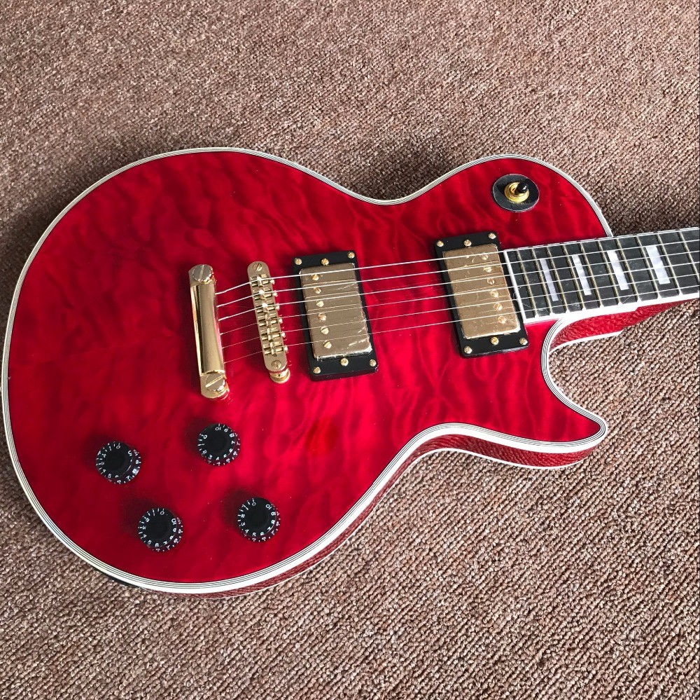 New style high-quality custom LP electric guitar, Burst color Quilte Maple red custom shop electric guitar