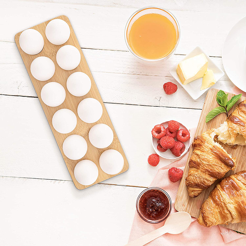 Bamboo Egg Tray For Countertop Or Refrigerator Rectangular Shape Ideal For Milk Shake
