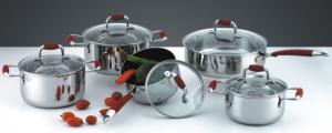 Quality 0.6mm thickness Stainless steel Tri-ply cookware set SHTP-10-0906 for 10pcs wholesale