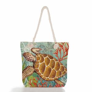 Quality Octopus Turtle Print Thick Rope Vintage Beach Bag large capacity For Women wholesale