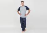 Two Piece Mens Luxury Sleepwear 100% Combed Cotton Jersey Pyjamas Classic Style