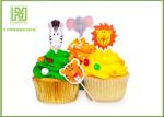 Flower Bakery Cake Decoration Toppers With Logo Printed Environmentally Friendly
