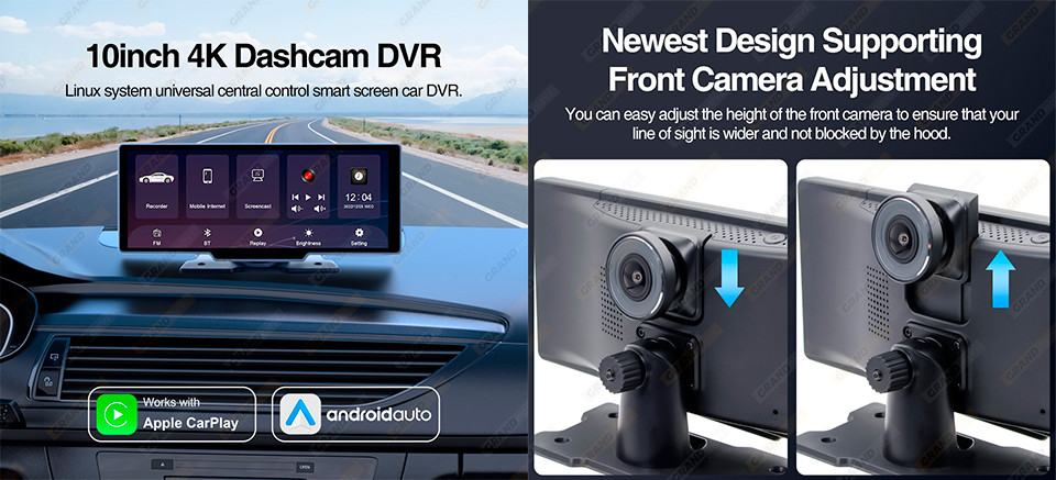 GPS 4K Dual Lens Vehicle Blackbox DVR 2160P Android Auto Dash Cam Dashboard Car