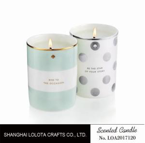 Quality Long Lasting Ceramic Scented Jar Candle With Border Top Gold Foil Stamp wholesale