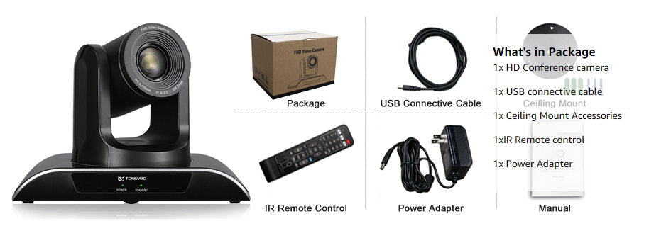 10X Zoom Video Conference Webcam Simultaneous IP Live Streaming Cameras HDMI Output