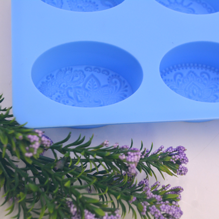 Household Diy Oval Baking Mold , Oem Custom 6 Cavity Silicone Soap Mold