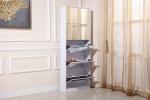 White Wood Large Capacity Shoe Cabinet With Full Length Mirror For Apartment