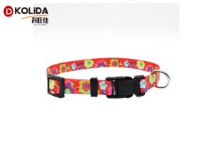 Quality Eco - Friendly Nylon Reflective Black / Red Dog Collar And Leash Size S / M / L wholesale