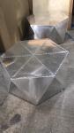 Polygonal Silver Hammered Aluminium Coffee Table For Office Restaurant