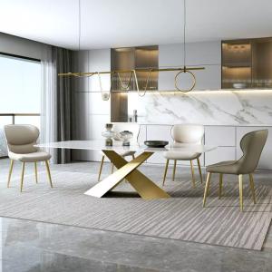 Quality Light Luxury Italian Furniture Dining Table 220*120*75cm Rock Board Dining Table wholesale