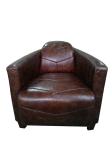Brown Single Italian Leather Sofa Chair For Living Room
