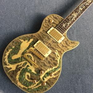 Quality New high-quality custom LP electric guitar, Abalone Dinosaur inlaid fingerboard &amp; body custom LP Electric guitar wholesale