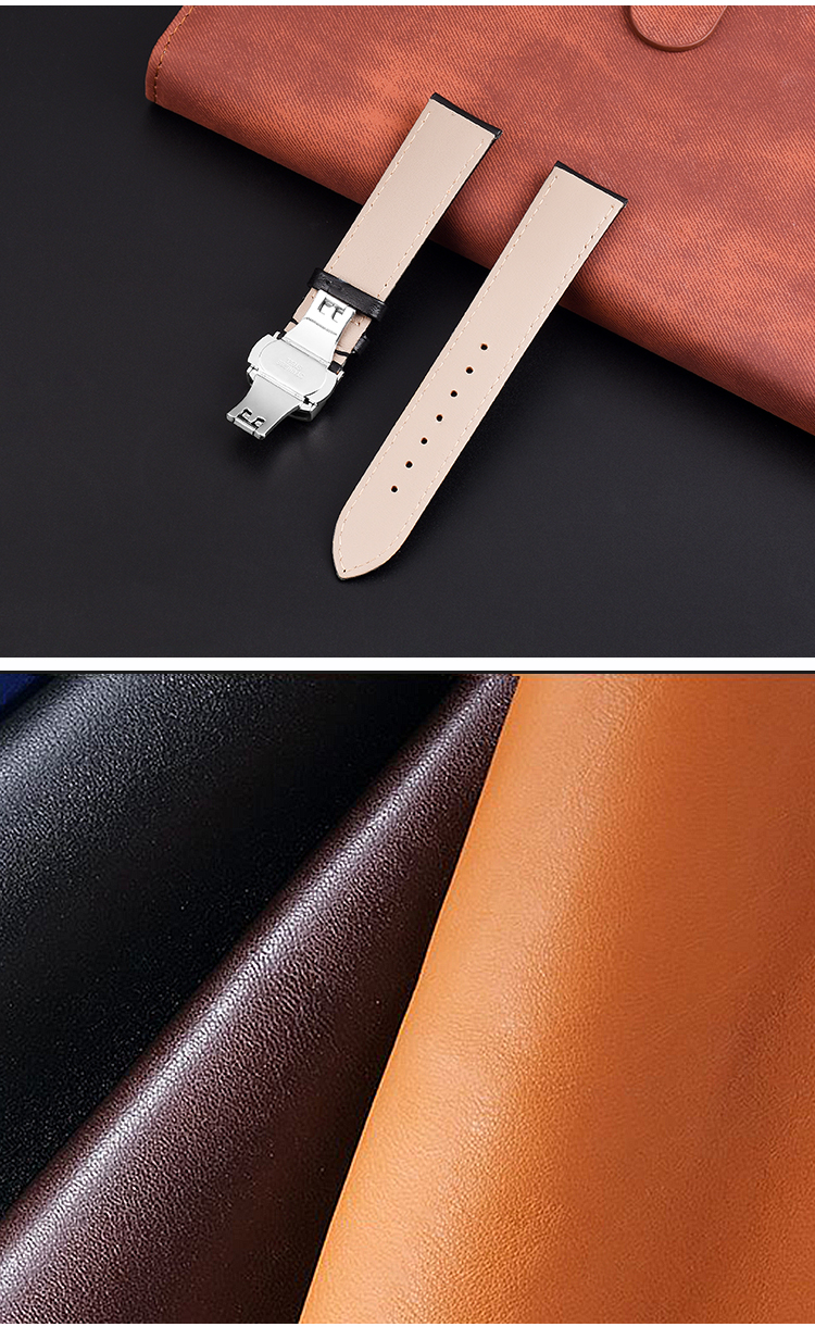 2 Piece 20mm Genuine Cow Leather Watch Strap Bands