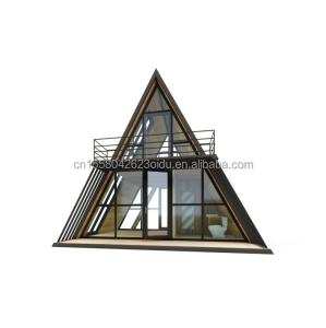 Quality Resort Triangle Shape Wooden House Steel Frame with Galvanized Steel Bending 180g and 50/75/100mm Wave Sandwich Panel Walls wholesale