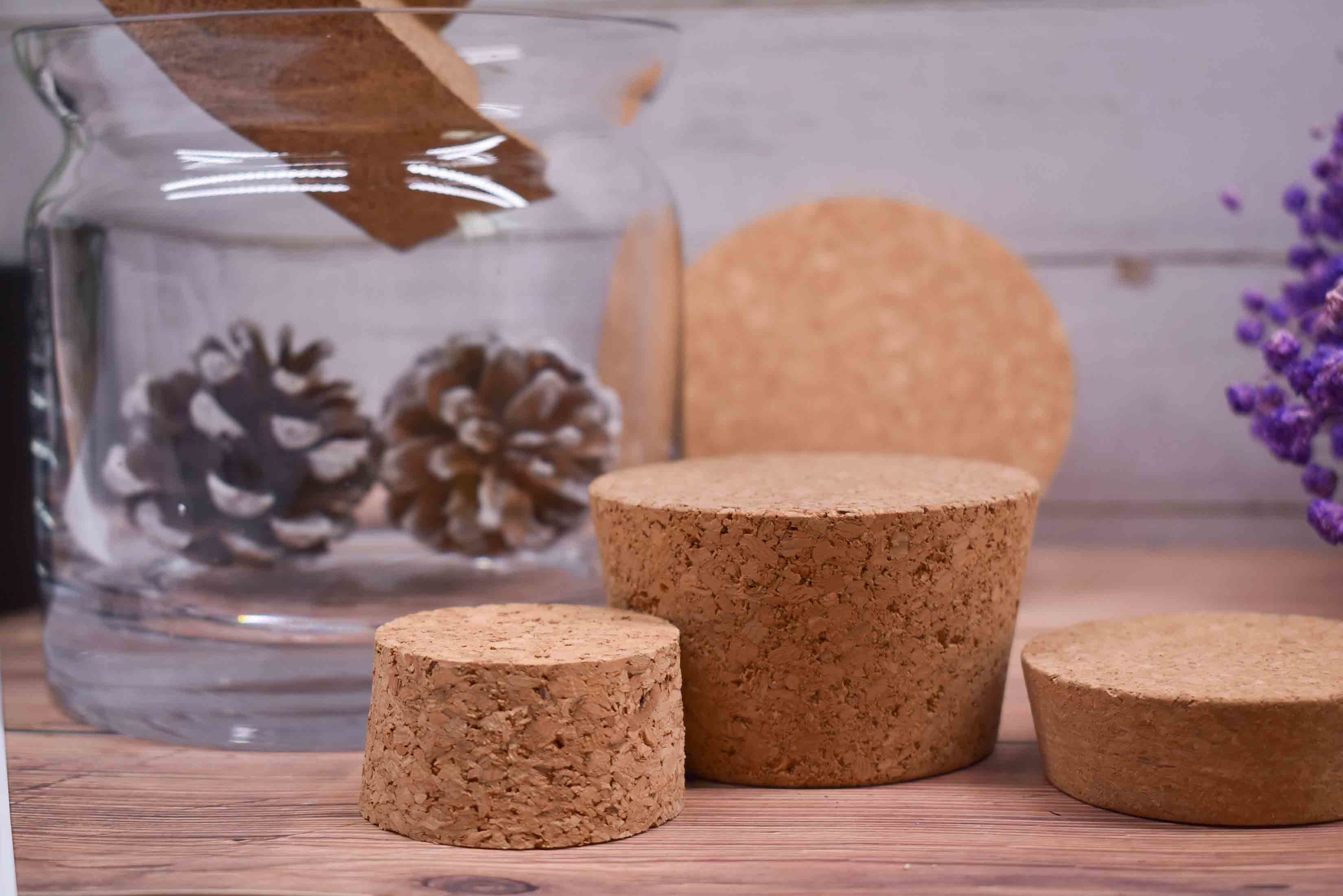 Tapered Shape Oui Jars Natural Cork Lids Sealing Heat Insulation
