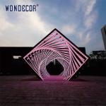 Hollow Cube Polished Steel Sculpture For Outdoor