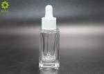 Empty Cosmetic 30ml 50ml Luxury Flat Shoulder Square Clear Glass Essential Oil