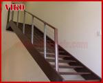 Steel Cable Stair VK89SC WoodenHandrail Treed American Oak Carbon Powder-coate