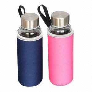 Quality New Design Glass Water Bottles with Cover, Various Designs are Available wholesale