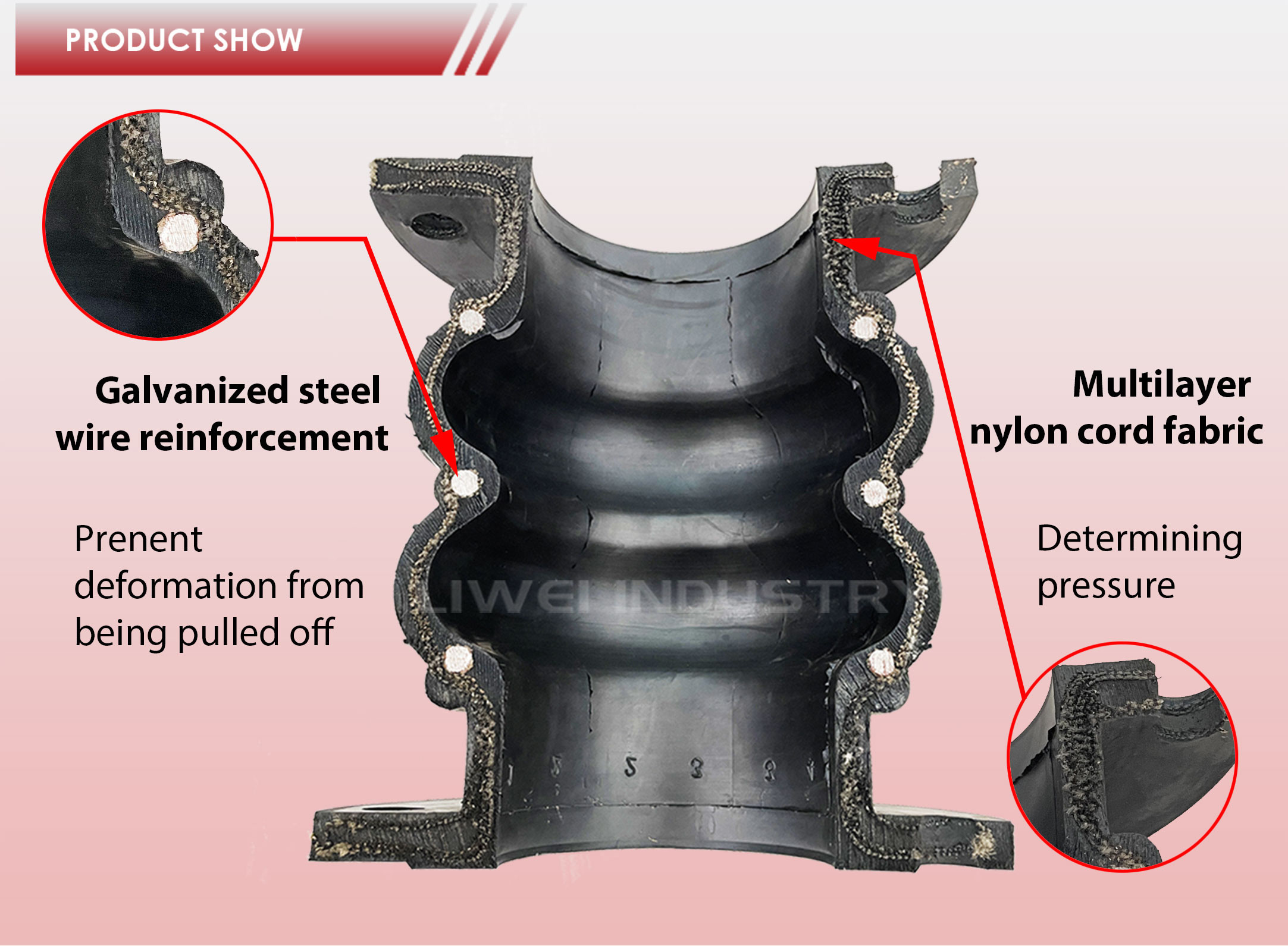 PN6-PN40 NBR EPDM Rubber Expansion Joint For Pipe