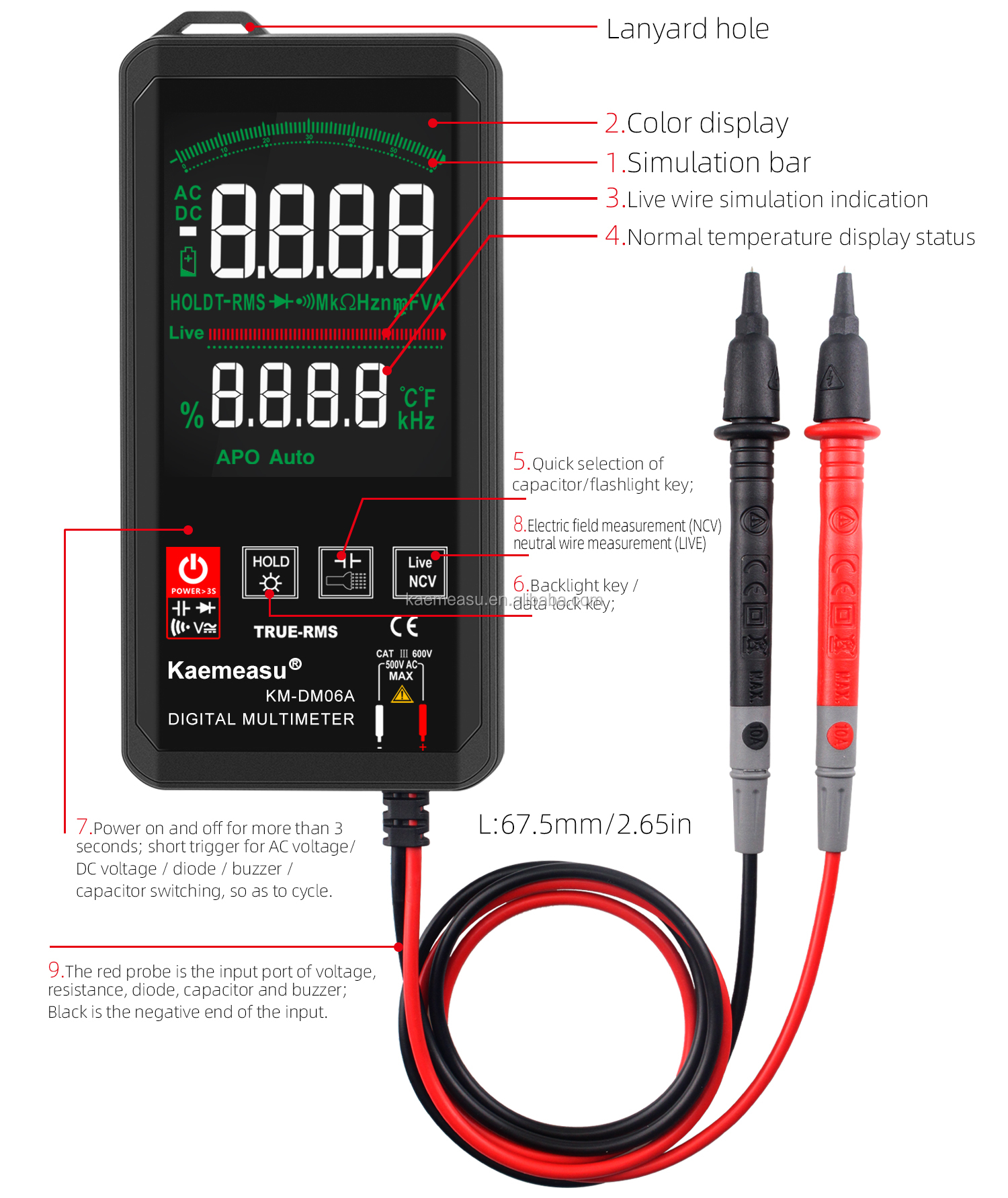 EBTN Display Touch Digital Multimeter 6000 Count Digital Multimetro Ncv Function Neutral Live Wire Test Digital Multimeter