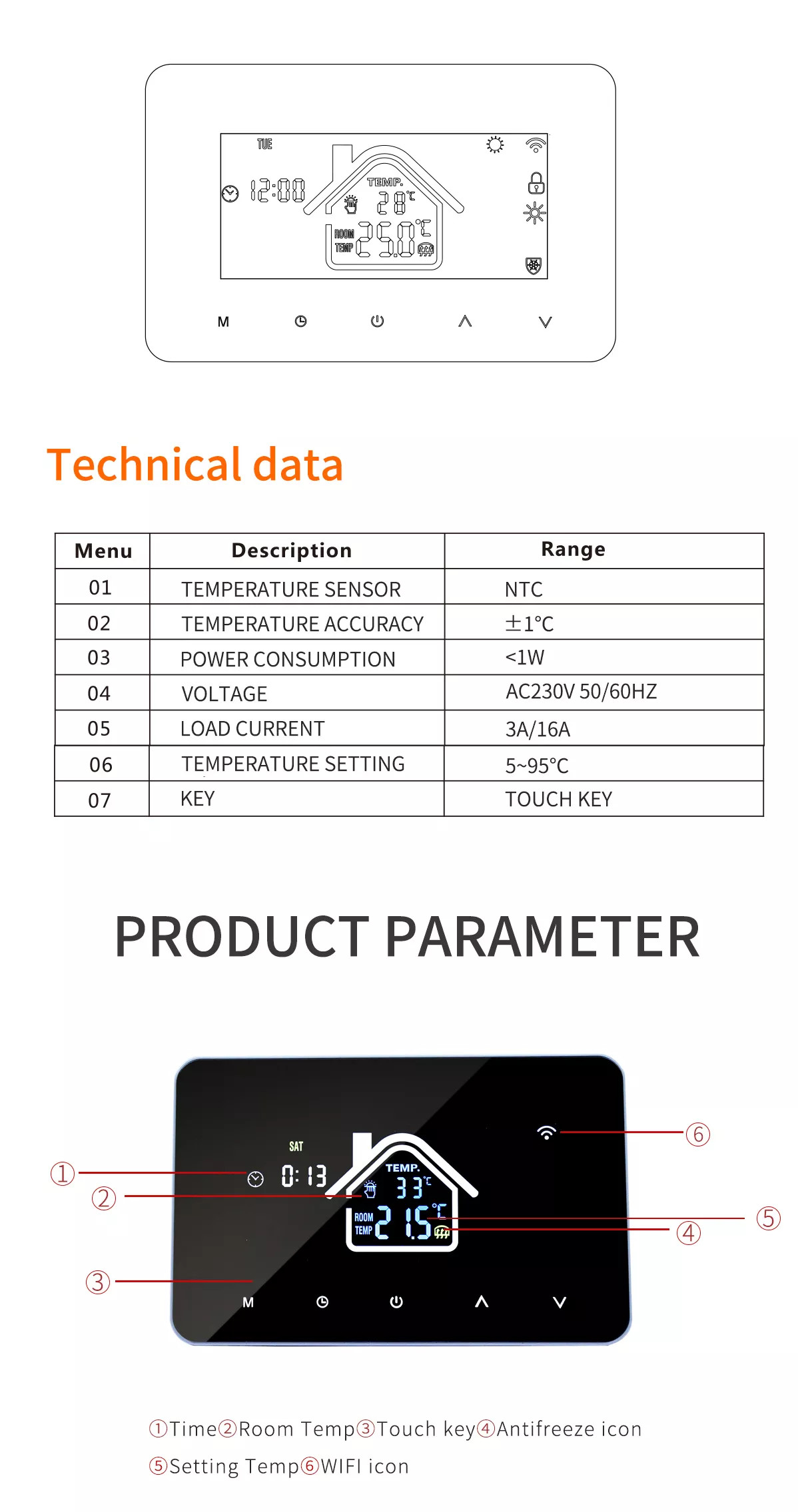 Smart Home Tuya Wifi APP Control Thermostat Floor Heating Smart Temperature Controller