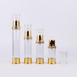 Plastic Clear White Silver Overcap Airless Cosmetic Bottles Packaging For Lotion