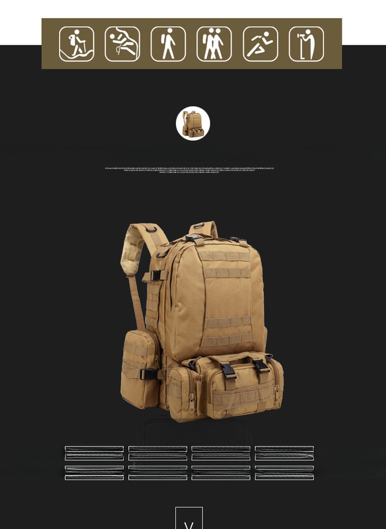 Polyester Lining Material Hiking Backpack for Outdoor Travel Camping Mountaineering Bag