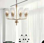 Brass Chandelier LED Modern Copper Glass Shade Hanging Lamp interior lighting