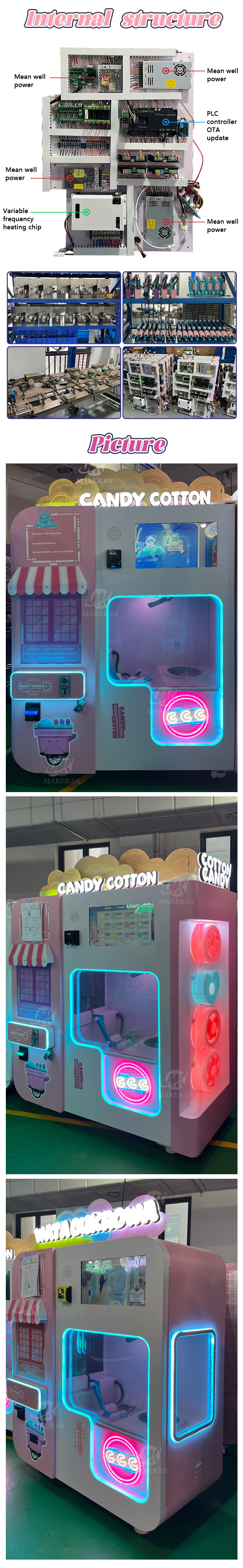 Fairy Commercial Floss Cotton Candy Vending Machine Full Automatic 3000W
