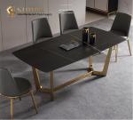 Black Marble Dining Table Set 75cm height