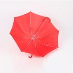 Red Light Selfie Stick Umbrella , Ladies Wooden Hook Handle Umbrella Durable