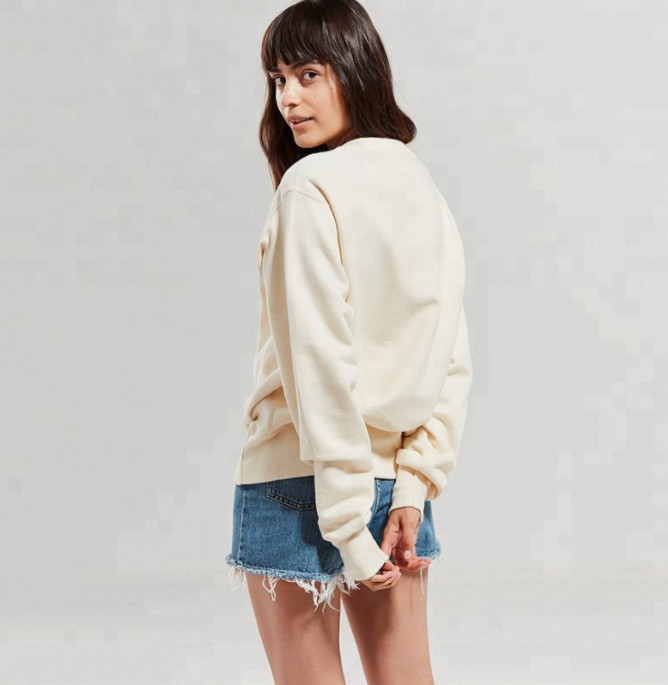 Soft Plain Crew Neck Sweatshirt Women Pullover Crew Sweatshirt