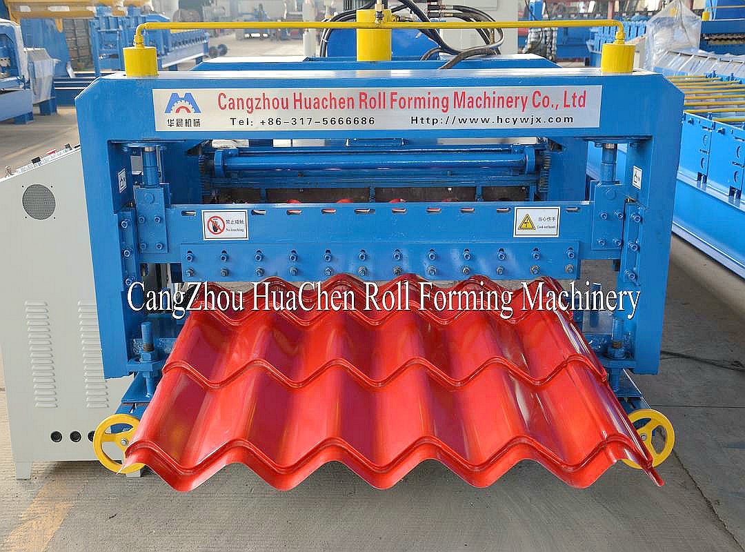 Plc Control Professional Glazed Tile Making Machine / Steel Sheet Metal Roll Former