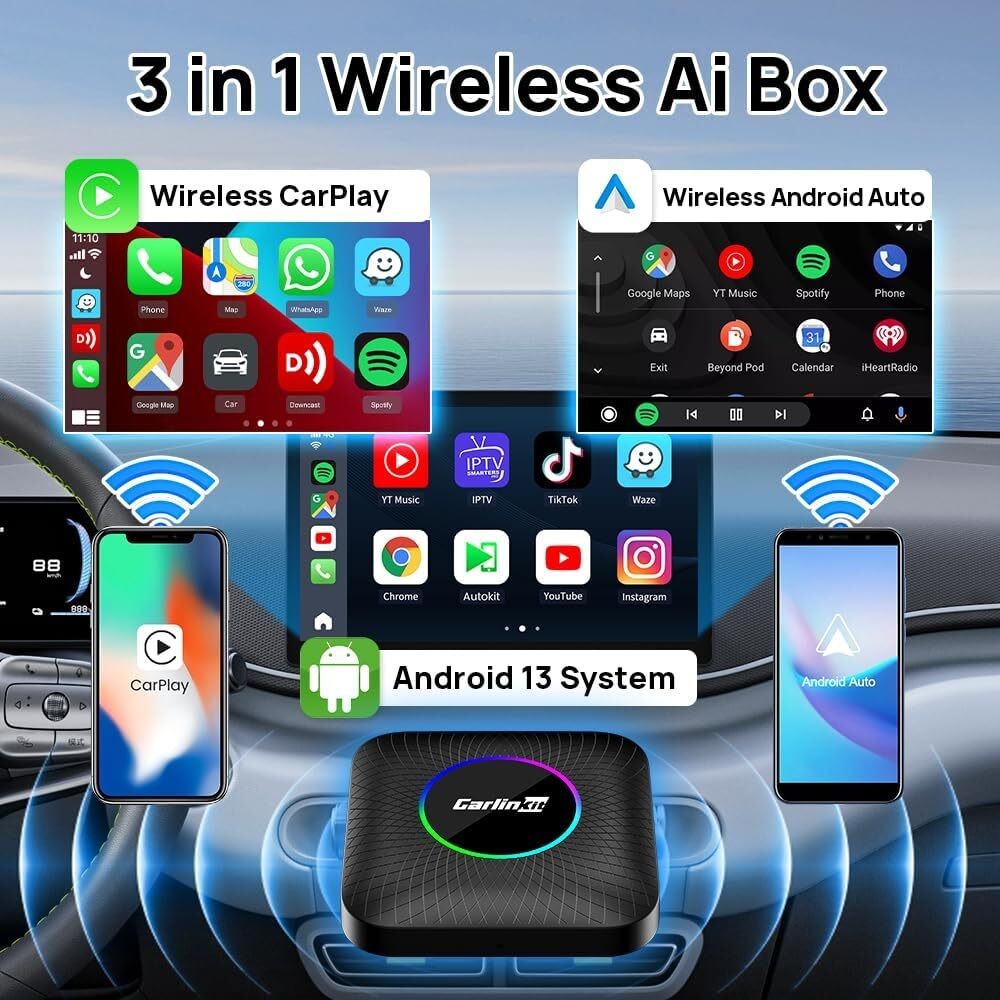 Andriod Box TBox-Ambient Dongle Android 13 SM6225 Wireless Adapter CarPlay Android Auto 64GB FOTA Upgrade SIM TF Ai Box For YouTube Netflix