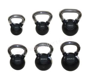 Quality Professional Kettlebell Competition Weight , Rubber Coated Kettlebells With Chromed Handle wholesale